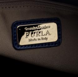 Pre Owned Furla Navy Blue Saffiano Leather Tote