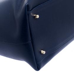 Pre Owned Furla Navy Blue Saffiano Leather Tote