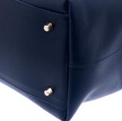 Pre Owned Furla Navy Blue Saffiano Leather Tote
