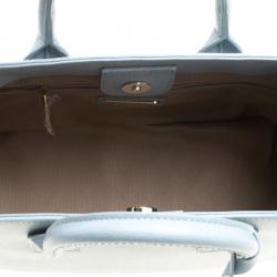 Pre Owned Furla Dusty Blue Leather Mini Linda Tote 