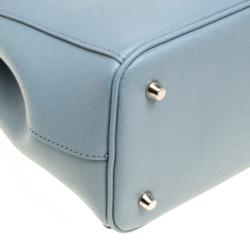 Pre Owned Furla Dusty Blue Leather Mini Linda Tote 