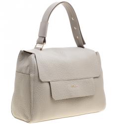 Pre Owned Furla Grey Leather Medium Capriccio Top Handle Bag
