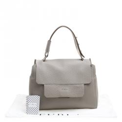 Pre Owned Furla Grey Leather Medium Capriccio Top Handle Bag