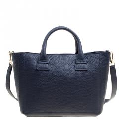Pre Owned Furla Navy Blue Leather Small Capriccio Tote