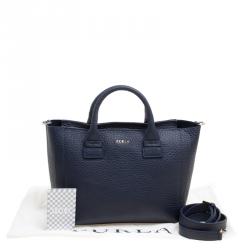Pre Owned Furla Navy Blue Leather Small Capriccio Tote