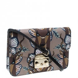 Pre Owned Furla Multicolor Deer Printed Leather Metropolis Crossbody Bag