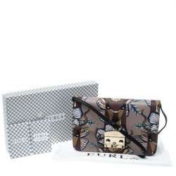 Pre Owned Furla Multicolor Deer Printed Leather Metropolis Crossbody Bag