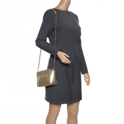 Pre Owned حقيبة كتف فورلا سلسلة جلد ذهبية فاتحة