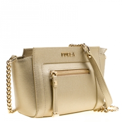 Pre Owned حقيبة كتف فورلا سلسلة جل د ذهبية فاتحة