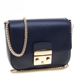 مملوكة مسبقًا حقيبة كروس فرولا ميتروبوليس جلد زرقاء صغيرة