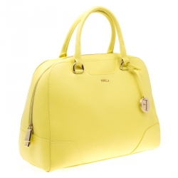 Furla Yellow Leather Top Handle Bag