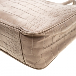 Pre Owned Furla Grey Croc Embossed Leather Practica Tote