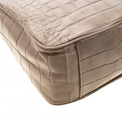 Pre Owned Furla Grey Croc Embossed Leather Practica Tote