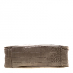 Pre Owned Furla Grey Croc Embossed Leather Practica Tote