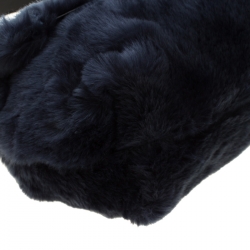 Pre Owned Furla Dark Blue Fur Caos Medium Shoulder Bag