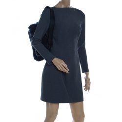 Pre Owned Furla Dark Blue Fur Caos Medium Shoulder Bag