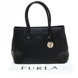 Pre Owned Furla Black Leather Linda Tote