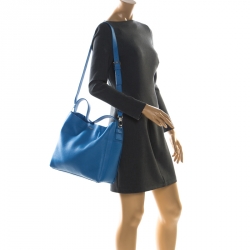 Pre Owned Furla Blue Leather Capriccio Hobo