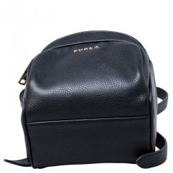 Pre Owned Furla Black Leather Mini Frida Backpack