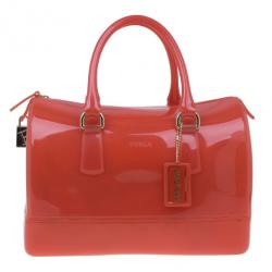 Pre Owned Furla Red Gloss PVC Candy Satchel