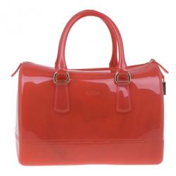 Pre Owned Furla Red Gloss PVC Candy Satchel