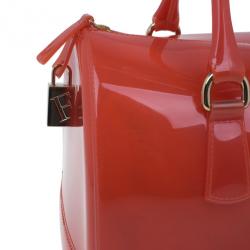 Pre Owned Furla Red Gloss PVC Candy Satchel