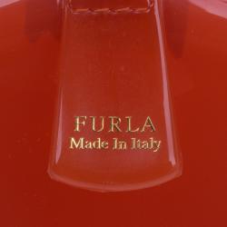 Pre Owned Furla Red Gloss PVC Candy Satchel