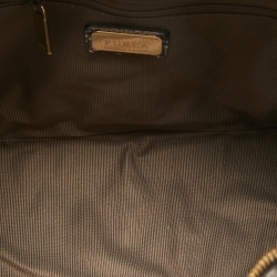 Pre Owned Furla Beige/Black Python Embossed Leather Top Zip Tote