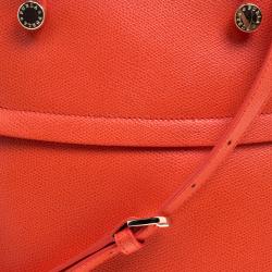 Pre Owned Furla Red Orange Leather Medium Piper Top Handle Bag