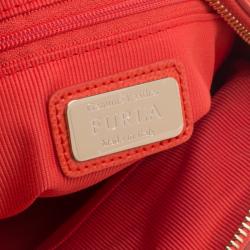 Pre Owned Furla Red Orange Leather Medium Piper Top Handle Bag