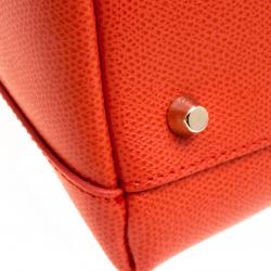 Pre Owned Furla Red Orange Leather Medium Piper Top Handle Bag