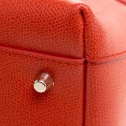 Pre Owned Furla Red Orange Leather Medium Piper Top Handle Bag