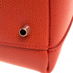 Pre Owned Furla Red Orange Leather Medium Piper Top Handle Bag