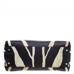 Pre Owned Furla Zebra Print Leather Piper Dome Satchel 