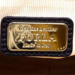 Pre Owned Furla Zebra Print Leather Piper Dome Satchel 