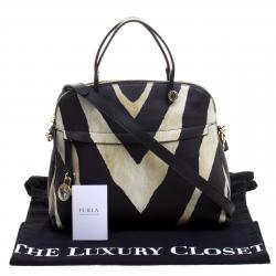 Pre Owned Furla Zebra Print Leather Piper Dome Satchel 