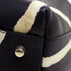 Pre Owned Furla Zebra Print Leather Piper Dome Satchel 