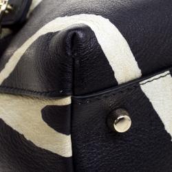 Pre Owned Furla Zebra Print Leather Piper Dome Satchel 