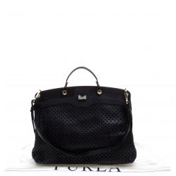 Pre Owned Furla Black Leather Limited Edition Piper Lux Top Handle Bag