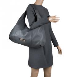 Pre Owned Furla Dark Grey Leather Salome Hobo