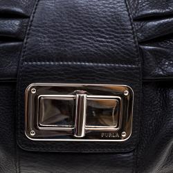 Pre Owned Furla Black Leather Saddle Shoulder Bag
