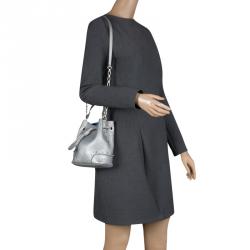 Pre Owned Furla Silver Leather Stacy Drawstring Bucket Bag