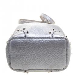 Pre Owned Furla Silver Leather Stacy Drawstring Bucket Bag