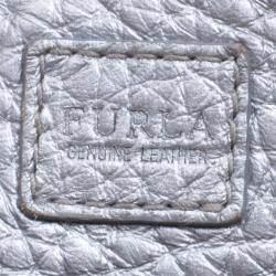 Pre Owned Furla Silver Leather Stacy Drawstring Bucket Bag