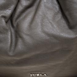 Pre Owned Furla Grey Leather Drawstring Shoulder Bag