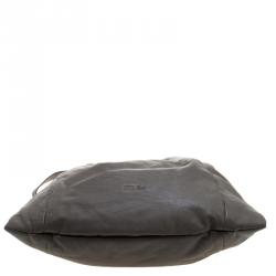 Pre Owned Furla Grey Leather Drawstring Shoulder Bag