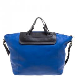 Pre Owned Furla Blue/Blue Leather Convertible Tote 