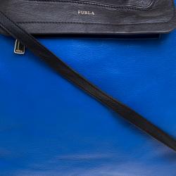 Pre Owned Furla Blue/Blue Leather Convertible Tote 