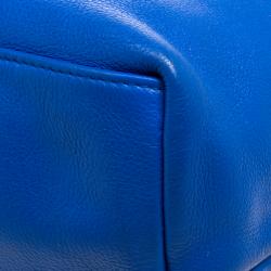 Pre Owned Furla Blue/Blue Leather Convertible Tote 