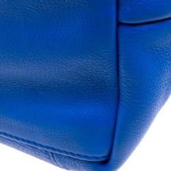 Pre Owned Furla Blue/Blue Leather Convertible Tote 